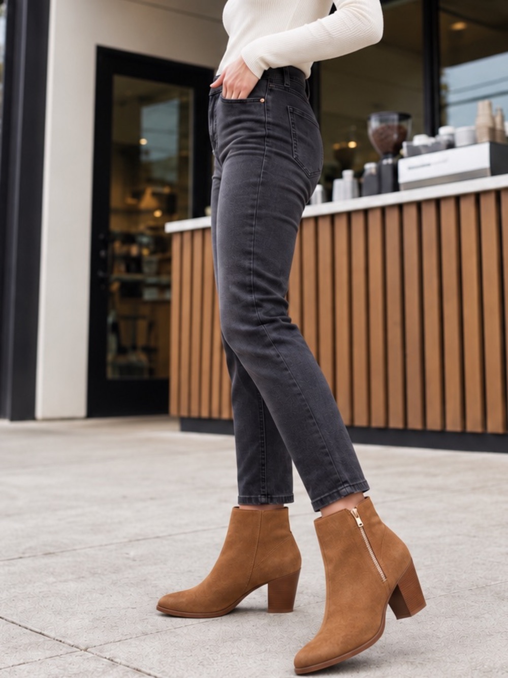 Aldo Mathia Cognac Suede Ankle Booties with Zipper Size 8